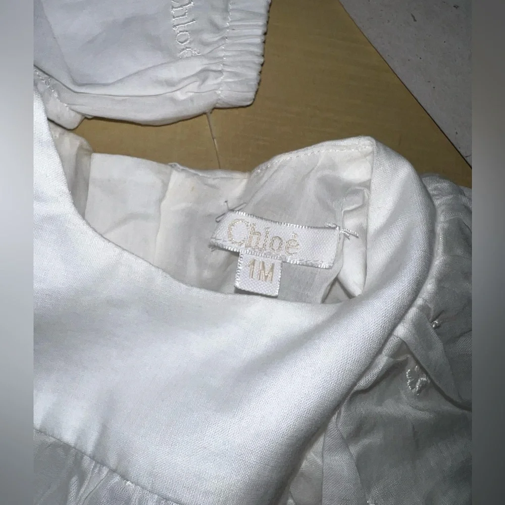 Chloé White Dress with Crystal Accents and Panty